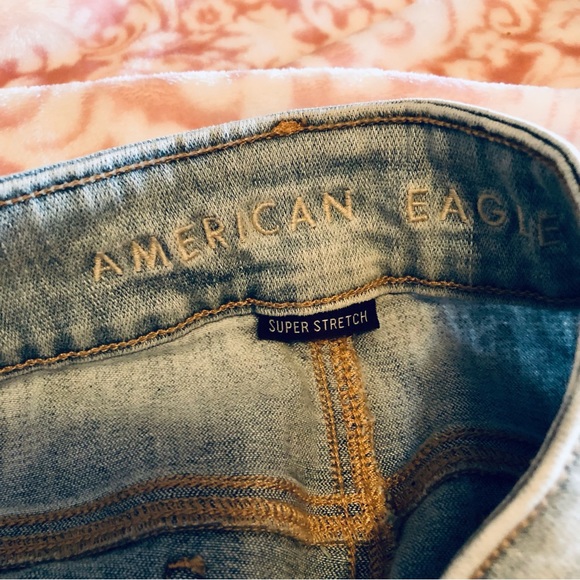 American Eagle AE Artist Flare Jean Size 14 Distressed Crushed Ice - Picture 11 of 12